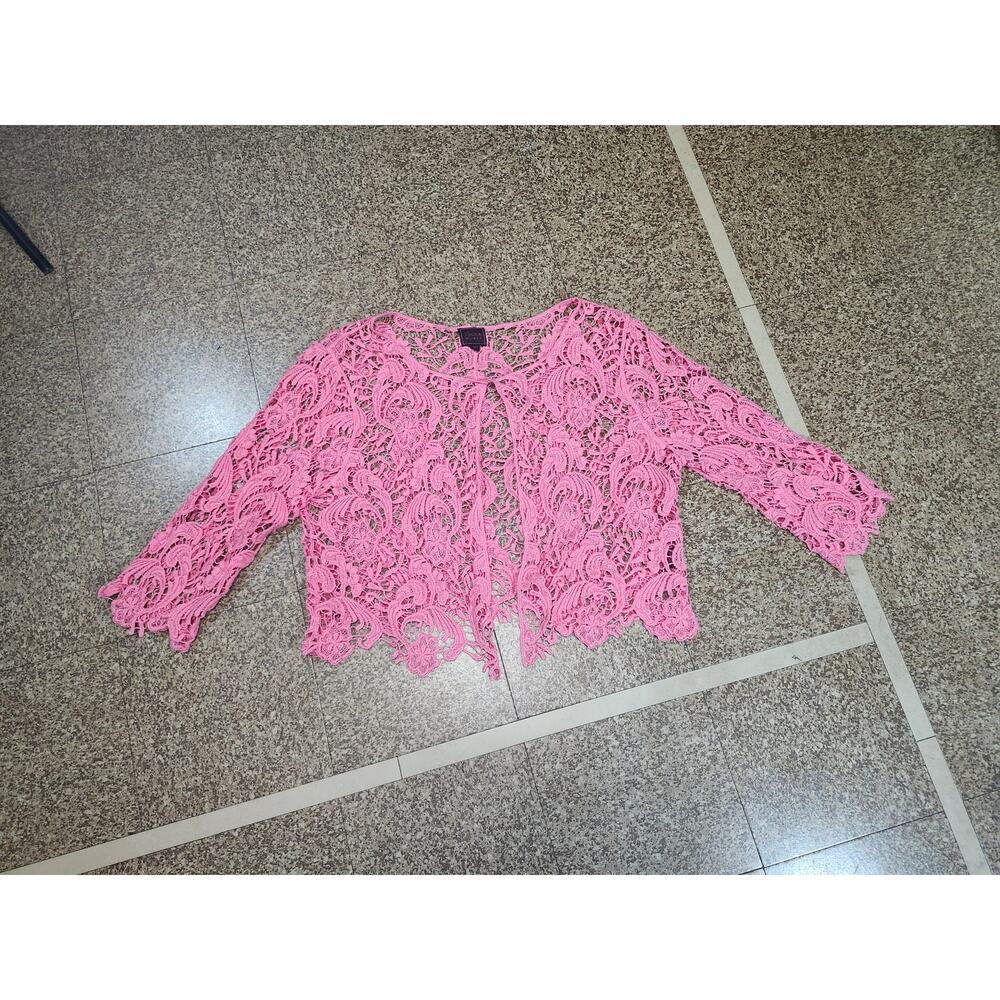 Colour Works Barbie Pink Paisley Whimsical Crochet Top M Hippie Boho Coquette